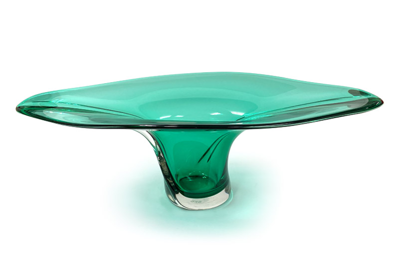 春池玻璃 船型盤-綠 花器